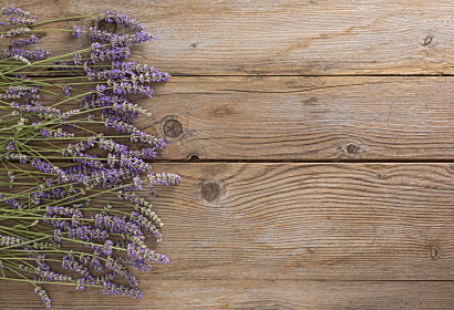 Fototapeta Wooden wall flowers lavender 1691